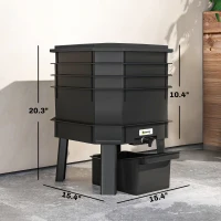 Outsunny 4-Tray Worm Composter Bin, 7.4 Gal Outdoor & Indoor Worm Composter for Recycling Food Waste, Black(m-3)