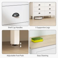 HOMCOM Chest of Drawers with Quiet Slides, Modern 6 Drawer Dresser for Bedroom, Closet, Living Room, Entryway, White(m-7)