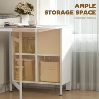 HOMCOM Multi-use Foldable Table with Hideaway Shelves, Drop Leaf Table for Kitchen, Dining, Study and Office, White(m-6)