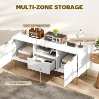 HOMCOM Modern TV Console for TVs up to 40 Inch, Entertainment Center with Smart RGB LED Lights and Soft Close Doors, White(m-5)