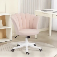 HOMCOM Office Chair, Armless Swivel Desk Chair with Adjustable Height, Backrest, Tilt Function for Office, Vanity, Pink(m-1)