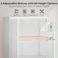 HOMCOM Office Storage Cabinet, Lockable Filing Cabinet with 3 Adjustable Shelves and 2 Doors for Home Office, Garage, White(m-4)