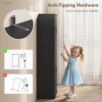 HOMCOM Tall Pantry Cabinet, 64" Storage Cabinet with Adjustable Shelves and 8 Door Spice Racks for Kitchen, Dining Room, Black(m-7)