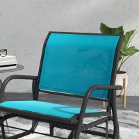 Outsunny Patio Glider Set of 2 Outdoor Glider Chair with Breathable Mesh Seat & Backrest, Armrests and Metal Frame, Blue(m-9)