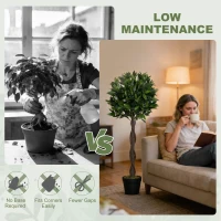 Outsunny 4FT Artificial Laurel Tree Set of 2, Lifelike Fake Plant with 564 Leaves, Potted Fake Plant for Home Office Decor, Green(m-5)