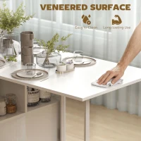 HOMCOM Multi-use Foldable Table with Hideaway Shelves, Drop Leaf Table for Kitchen, Dining, Study and Office, White(m-4)