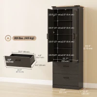 HOMCOM 67" Tall Kitchen Pantry Storage Cabinet, Kitchen Pantry Cabinet with Doors, Drawers and Adjustable Shelves, Black(m-3)