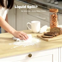 HOMCOM Kitchen Island Cart with Charging Station and Drop Leaf, Kitchen Island Table on Wheels with Trash Can Cabinet, White(m-10)