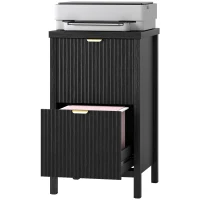 HOMCOM 2 Drawer File Cabinet with Silent Slides, Vertical Modern Filing Cabinet Fits Letter/A4 Size Home Office, Black(m-2)