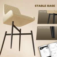 HOMCOM Upholstered Kitchen Chairs, Modern Dining Chairs Set of 4 with Diamond Tufting and Steel Legs for Dining Room, Khaki(m-6)