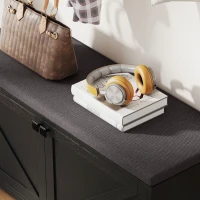 HOMCOM Shoe Storage Bench with Padded Seat, Entryway Bench Holds up to 352 lb, Shoe Organizer, 8 Pairs, Black Wood Grain(m-10)