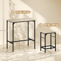 HOMCOM 3-Piece Dining Table Set for 2, Bar Table and 2 Stools for Kitchen, Living Room, Dining Room, Small Space, Natural Wood(m-3)