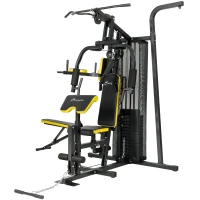Soozier All-in-One Multi Home Gym Machine Workout Station with Weight Stack and Pulley System for Full Body Training(m-2)