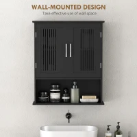 kleankin Modern Wall Mount Bathroom Cabinet, Storage Organizer with 2 Door Cabinet and Shelf, Black(m-4)