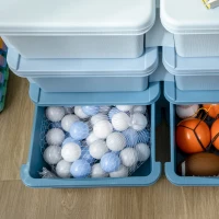 Qaba 3 Tier Kids Toy Organizer and Storage Bins with 6 Plastic Drawers, Blue(m-10)