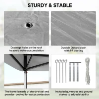 Outsunny 11' x 11' Pop Up Gazebo, Double Roof Foldable Height Adjustable Canopy Tent with Mesh Sidewalls, Carrying Bag, Dark Grey(m-7)