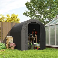 Outsunny 5' x 8' Outdoor Storage Shed, Heavy Duty Galvanized Steel Portable Shed for Bike, Motorcycle, Garden Tools, Black(m-8)