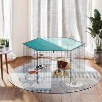 PawHut Foldable Pet Playpen with Top Cover, Portable Heavy Duty Dog Pen for Dogs, Cats, Chickens, Rabbits, 6 Pannels Dog Fence Outdoor/Indoor(m-8)