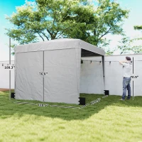 Outsunny 10 x 10 ft Pop Up Canopy Tent with Sidewalls, UPF50+ Outdoor Portable Instant Canopy Shelter with Carry Bag, Light Gray(m-3)