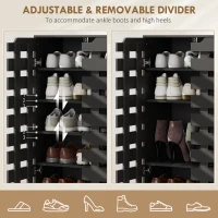 HOMCOM Shoe Cabinet, 20 Pair Shoe Storage Cabinet with Hollowed-Out Doors, Black(m-5)