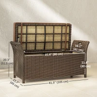 Outsunny 2-In-1 Outdoor Storage Bench, 29 Gallon Wicker Deck Box with Handles and Cushion, Tan(m-3)