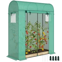 Outsunny Mini Greenhouse, Portable Garden Green House with Roll-up Door and Mesh Windows, 6' x 2' x 6.6', Green(m-11)