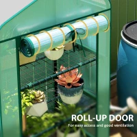 Outsunny Mini Greenhouse with Screen Roof, Portable Small Greenhouse with Roll-Up Zipper Door, 27.6" x 19.7" x 62.2", Green(m-7)