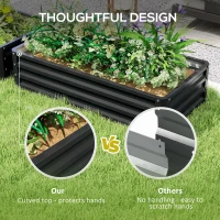 Outsunny 4' x 2' x 1' Raised Garden Bed, Set of 2 Galvanized Planter Box for Vegetables, Flowers, Herbs, Grey(m-7)