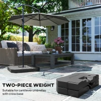 Outsunny 2-Piece Cantilever Umbrella Base Weight Set, 231 lb Water or Sand Fillable Outdoor Offset Umbrella Weights, Black(m-4)