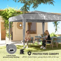 Outsunny 10 x 10 ft Pop Up Canopy Tent with Sidewalls, UPF50+ Outdoor Portable Instant Canopy Shelter with Carry Bag, Light Gray(m-6)