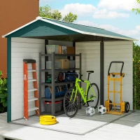 Outsunny 9' x 6' Garden Shed, Outdoor Storage Patio Shed w/ Sloped Roof, Lockable Door for Patio Lawn, Green(m-9)