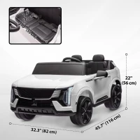 Qaba 2-Seater Ride on Truck, 12V Cadillac Escalade Licensed Kids Electric Car with Remote , Spring Suspension, White(m-3)