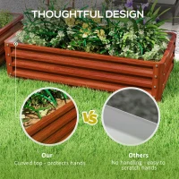 Outsunny 4' x 2' x 1' Raised Garden Bed, Set of 2 Galvanized Planter Box for Vegetables, Flowers, Herbs, Dark Brown Wood Effect(m-7)
