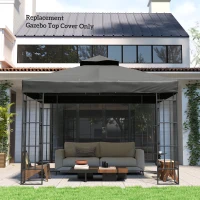 Outsunny 10' x 10' Gazebo Canopy Replacement Cover, 2-Tier Garden Gazebo Roof Replacement, UPF30+, TOP COVER ONLY, Dark Grey(m-9)