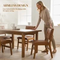 HOMCOM Set of 2 Kitchen Chairs, Button Tufted PU Leather Upholstered Dining Chairs with Rubberwood Legs for Dining Room, Brown(m-7)