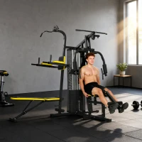 Soozier All-in-One Multi Home Gym Machine Workout Station with Weight Stack and Pulley System for Full Body Training(m-10)