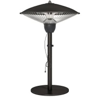 Outsunny 1500 W Electric Patio Heater with Tip-Over Protection, Outdoor Heater with Pull Switch, Black(m-2)