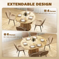 HOMCOM Extendable Dining Table, Round to Oval Convertible Kitchen Table with Storage Shelf for Dining Room, Natural(m-4)