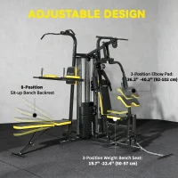 Soozier All-in-One Multi Home Gym Machine Workout Station with Weight Stack and Pulley System for Full Body Training(m-5)