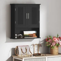 kleankin Modern Wall Mount Bathroom Cabinet, Storage Organizer with 2 Door Cabinet and Shelf, Black(m-9)