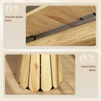 HOMCOM Extendable Dining Table, Round to Oval Convertible Kitchen Table with Storage Shelf for Dining Room, Natural(m-9)