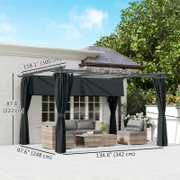 Outsunny 10' x 13' Pergola with Retractable Canopy and Curtains, UPF30+ Sun Shade Shelter for Grill, Garden, Backyard, Deck(m-3)