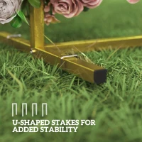 Outsunny Wedding Arch Backdrop Stand, Square Wedding Arch with U-shaped Stakes, 6.6 FT Gold Metal Arch Frame(m-6)