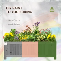 Outsunny Foldable Elevated Planter Box, Wooden Raised Garden Bed for Backyard, Patio to Grow Vegetables, Herbs, Flowers, Grey(m-6)