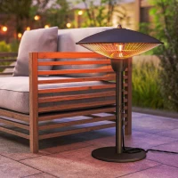 Outsunny 1500 W Electric Patio Heater with Tip-Over Protection, Outdoor Heater with Pull Switch, Black(m-10)