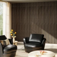 HOMCOM 95" x 8" Wood Panels for Wall, 4 Pack Acoustic Panels, Sound Absorbing Slat Wall For Interior Wall Decor, Home, Walnut(m-10)