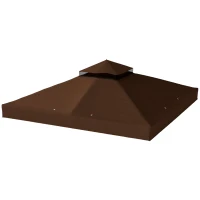 Outsunny 10' x 10' Gazebo Canopy Replacement Cover, 2-Tier Garden Gazebo Roof Replacement, UPF30+, TOP COVER ONLY, Coffee(m-2)