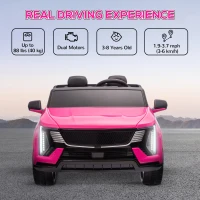 Qaba 2-Seater Ride on Truck, 12V Cadillac Escalade Licensed Kids Electric Car with Remote , Spring Suspension, Pink(m-5)
