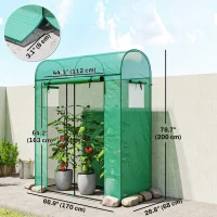 Outsunny Mini Greenhouse, Portable Garden Green House with Roll-up Door and Mesh Windows, 6' x 2' x 6.6', Green(m-3)