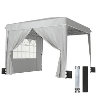 Outsunny 10 x 10 ft Pop Up Canopy Tent with Sidewalls, UPF50+ Outdoor Portable Instant Canopy Shelter with Carry Bag, Light Gray(m-11)